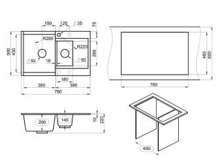 Мойка кухонная Granula 7808, ТУРМАЛИН